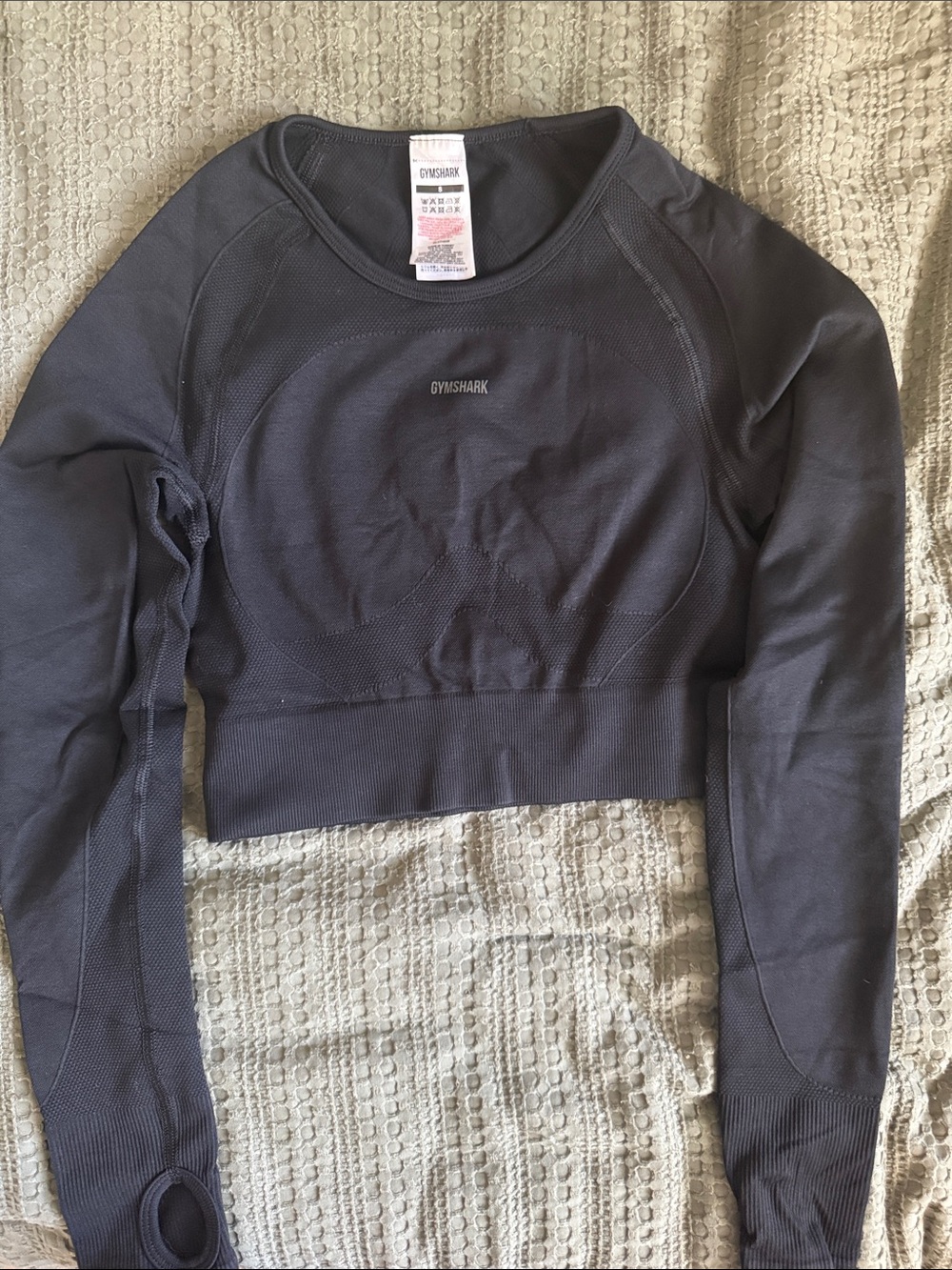 Gymshark Charcoal Gray Seamless Long Sleeve Crop Top